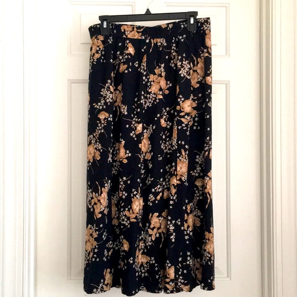 Sag Harbor Skirt Size Petite Large Black Brown Tan Button down Long - Picture 5 of 9